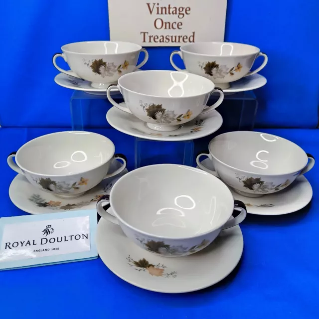 Royal Doulton WESTWOOD * 6 x SOUP COUPE BOWLS & STANDS * Vintage TC1025 VGC