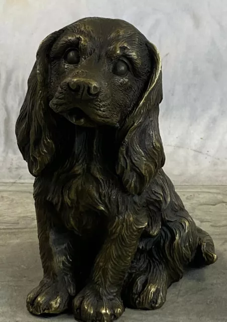 Cocker Spaniel Dog Art Bookend Bronze Marble Statue Sculpture Artwork Figurine