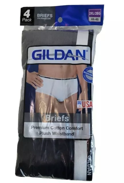 Gildan Men's Briefs Value Pack 4 size 2XL Multicolor Cotton Plush Waistband New