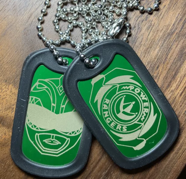 Mighty Morphin Power Rangers Green Ranger Dog Tag Necklace Set