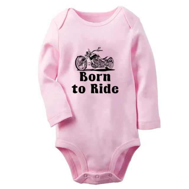 Born to Ride Funny Baby Bodysuit Newborn Romper Infant Jumpsuit Kids Long Outfit