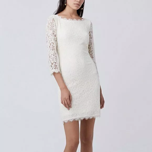 Diane Von Furstenberg DVF Zarita ivory lace sheath dress size 8