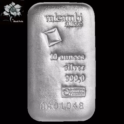 10 oz Valcambi Poured Cast Silver Bar .9999 w/ Assay *Random Serial Number*