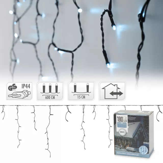 Guirnalda navidad de luces LED blanco frío cadena decorativa casa PVC negro 6m