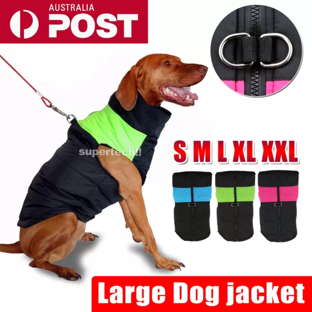 Large Dog Jacket Padded Waterproof Pet Clothes Warm Windbreaker Vest Coat Winter