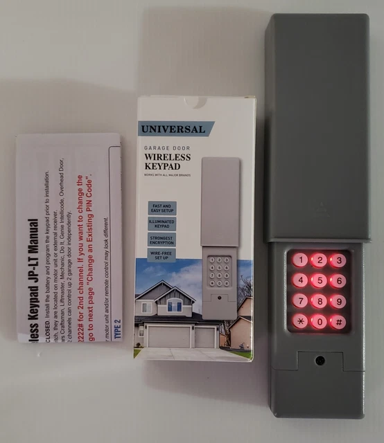 UNIVERSAL GARAGE DOOR Wireless Opener Keypad, Illuminated NEW 22.51