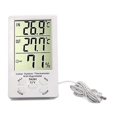 Bahco THERMOMETRE HYGROMETRE INTERIEUR/EXTERIEUR AVEC SONDE FILAIRE ET GRAND ECRAN 
