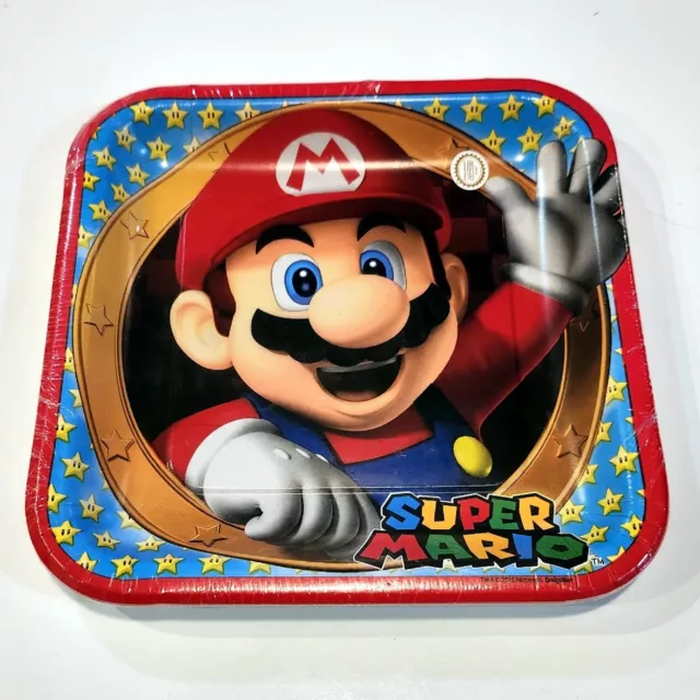 SUPER MARIO PAPER Party Plates (Set Of 8, 9x9in) **BRAND NEW/FACTORY ...