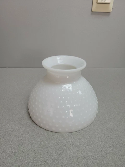 Vintage GWTW Hurricane White Hobnail Milk Glass Lamp Shade 8"