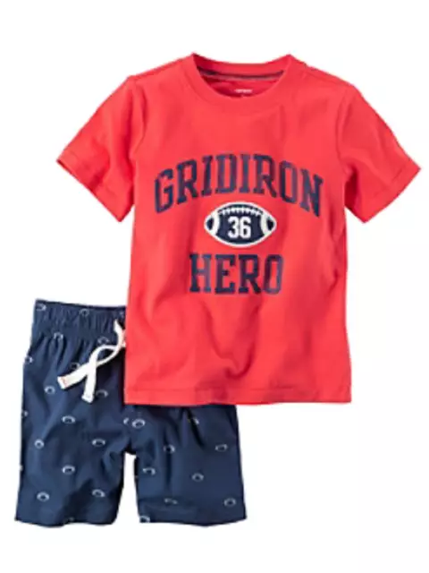 Carters Infant Boys Red Gridiron Hero Football Baby Outfit Shirt & Shorts Set
