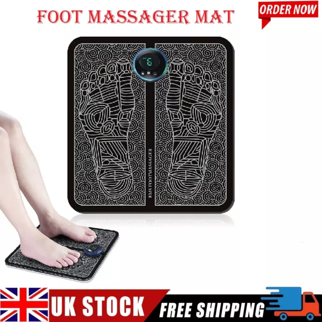 EMS Foot Massager Mat Electric Pad Blood Muscle Circulation Relief Pain LED USB