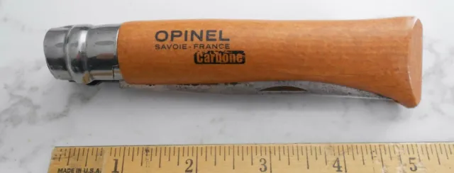 Opinel Carbone No. 10 Carbon Steel Folding Knife Beechwood Handle Made in France