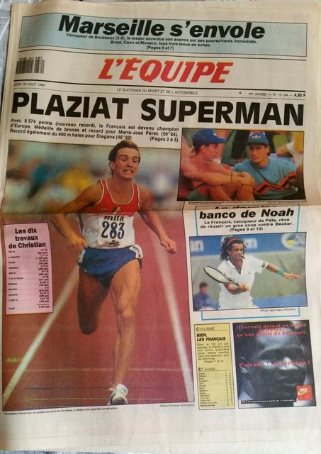 Une de L'Équipe datée du 01 décembre 1990