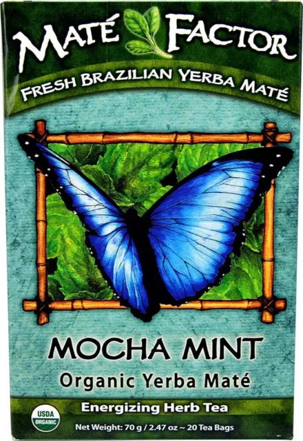 Organic Yerba Mate Energizing Herb Tea by The Mate Factor, 20 tea bag Mocha Mint