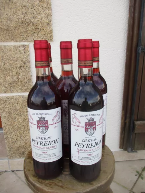 lot de  5 bouteilles de  bordeaux clairet  rosé 2011 chateau de peyrebon