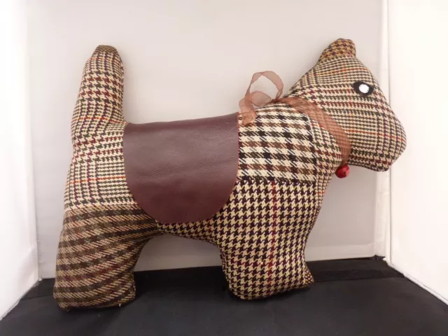 Tweed Patch Dog  Cushion Or Decorative Item With Removable  Leather Coat.