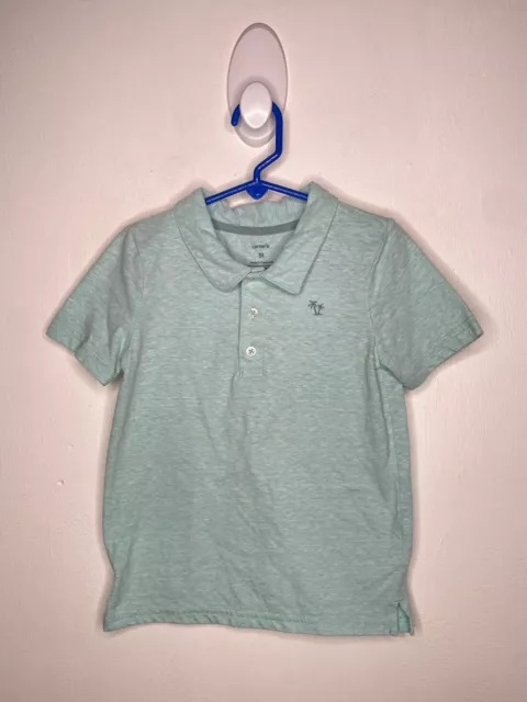 Carters Palm Tree Polo Shirt Boys Size 5T Collared Blue Short Sleeve