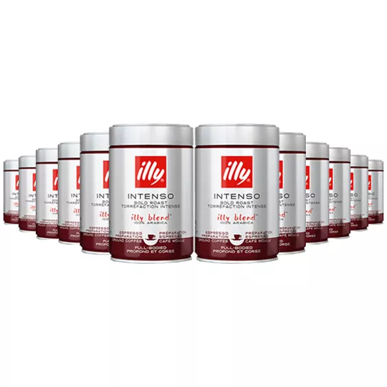 illy Espresso Intenso gemahlen, starke Röstung 250g 12er Pack