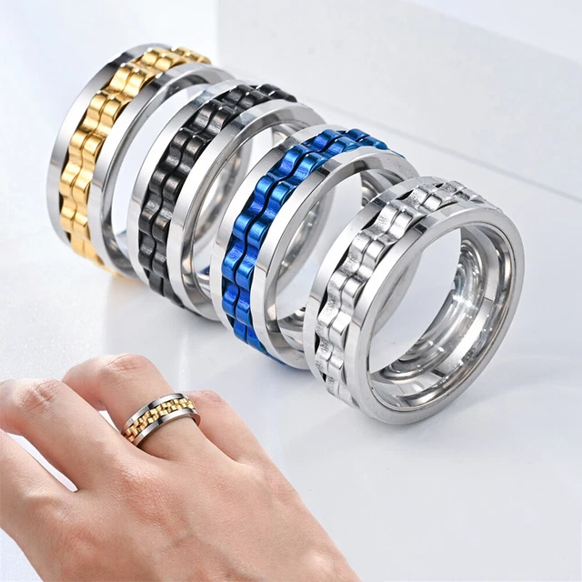 Chaîne Spinner Anneau Bijoux De Fête De Mariage Couple Anneau Engrenage .
