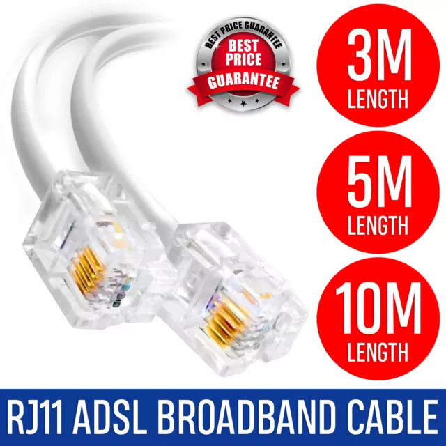 RJ11 ADSL Router Cable Telephone Lead For BT/SKY/PlusNet Broadband Phone Lot