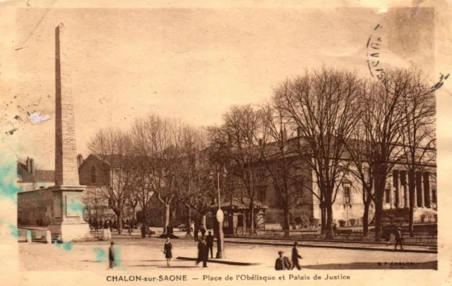 CPA 71 - CHALON SUR SAONE (S. & L.) - Obelisk Square and Palace of Justice