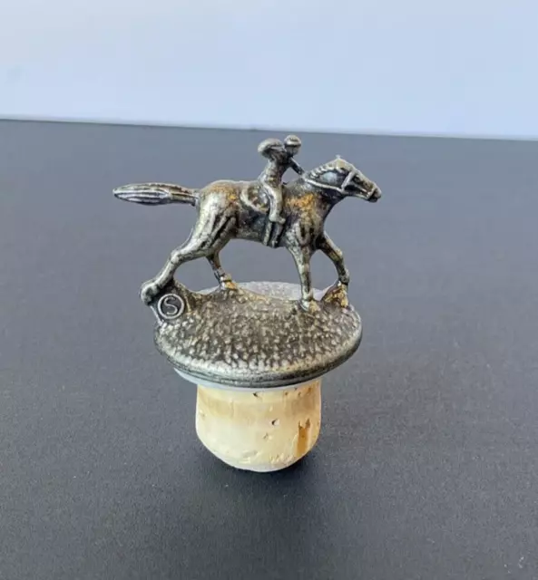 Blanton’s Bourbon Whiskey Cork Bottle Stopper w/Race Horse & Jockey Letter 'S'