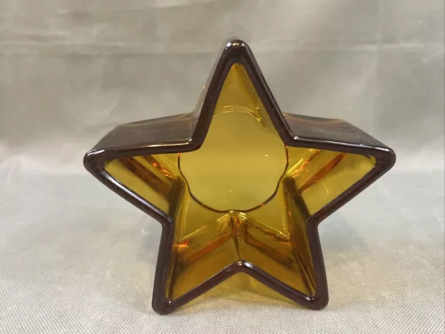 Art Glass Star Candle Holder Celestial Decor Vtg Shabby Boho Chic Bohemian Brown