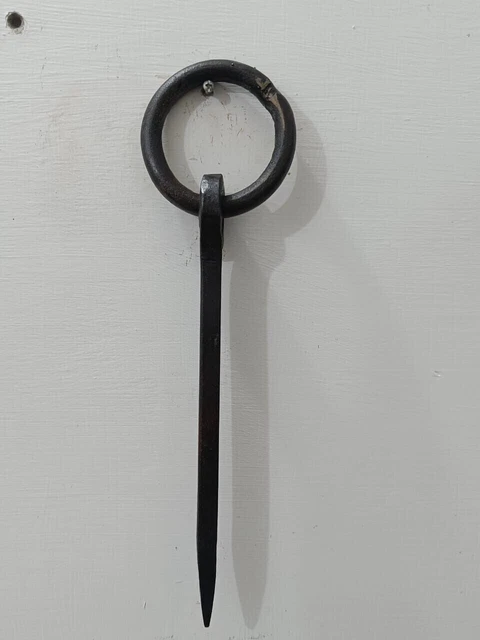 Iron Antique Ring Pin Meat Beam Game Hook 12 " Wrought Iron Tethering Lot of 5