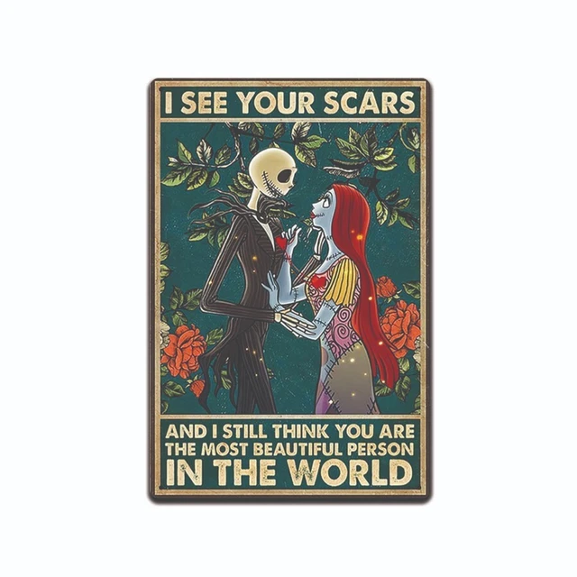 Nightmare Before Christmas Jack Skellington And Sally Tin Metal Sign Wall Decor