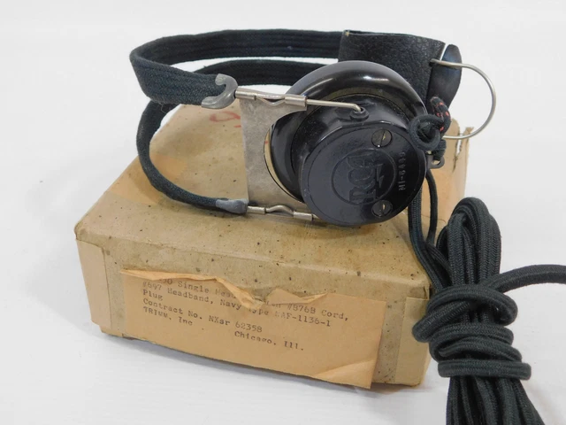 RCA MI-6449B-50 Vintage Navy Military Radio Headset + Original Box (nice)