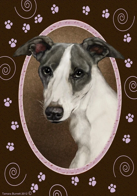 Paws House Flag - Blue and White Whippet 17440