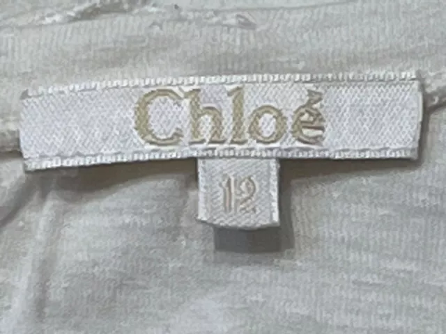 T-Shirt Age12 Chloe Designer Girls Jersey Linenblend Graphic Print Vgc Rrp £178 9