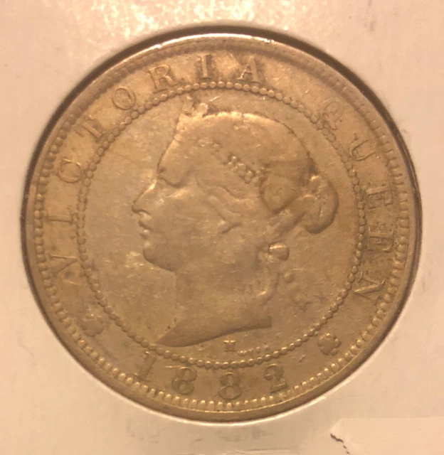 1882-H Jamaica -Victoria Copper-Nickel 1 Penny (Heaton Mint) Coin-MINTAGE=48,000