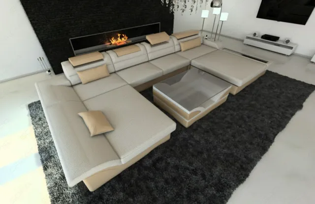 Sofa Corner Couch Interior Design Monza U Shape Designersofa Fabric Ottoman LED