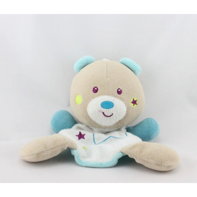 Doudou plat ours beige bleu phosphorescent Magidoux SUCRE D'ORGE - 12886