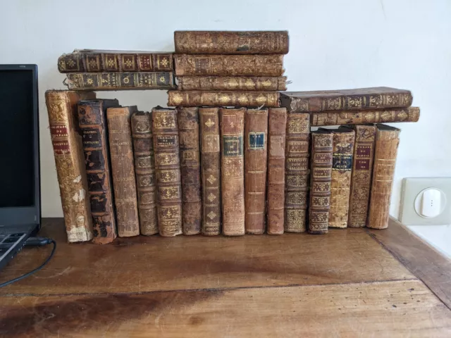 livre ancien-1 lot de 23 reliures cuir 18/19 ème