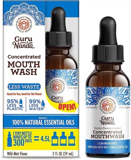 GuruNanda Concentrated Mouthwash, 1 Bottle = 300 Rinse, Fluoride-Free - 59ml