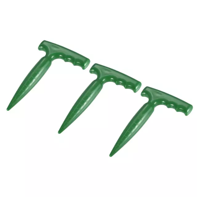 Plastic Hand Dibber with Handle, Sturdy Hand Held Bulb Planter, Green 3 Pack