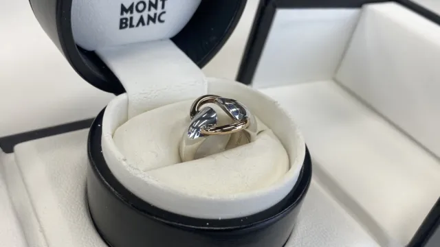 Montblanc Ag 925 Sterling Silver And Rose Gold Ring 100% Authentic New Ret $1000
