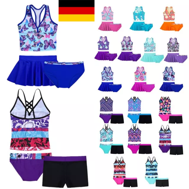 DE Kinder Mädchen Bikini Tankini Sport Badeanzug Tank Top Shorts Schwimmanzug