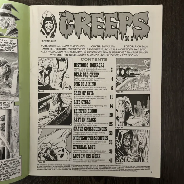 the Creeps #2 Spring 2015  Warrant Horror Comic Magazine (Sanjulian, McKenzie NM 2