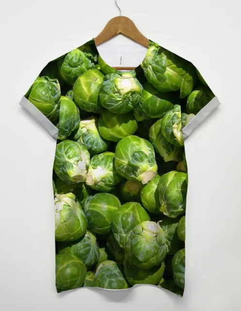 UNISEX BRUSSEL SPROUTS All Over Front Back T Shirt Funny
