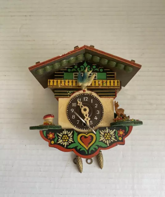 Miniature Cuckoo Clock   Wind-Up Germany   Runs Has Key No Pendulum