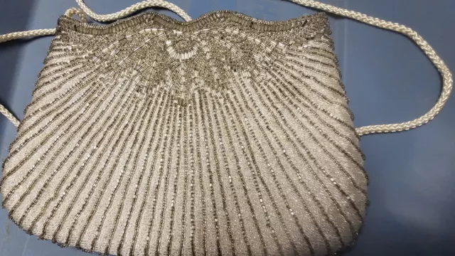 Vintage Silver Beautiful Unique Beaded Clutch Bag Purse Wedding