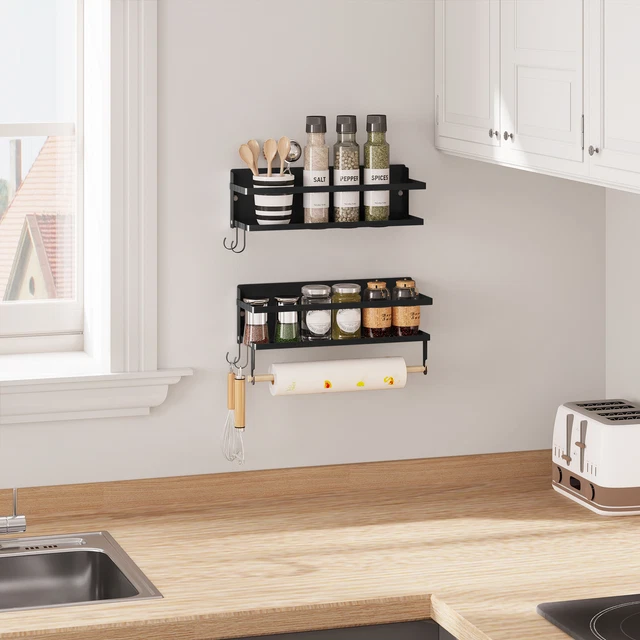 Organizzatore Spezie Da Appoggio A 2 Livelli - Mensola Portabottiglie Per Cucina O Bagno, Colore Nero - Foto 11