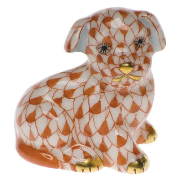 Herend Mini Puppy Rust Fishnet #Vh-15247 Brand Nib Painted Porcelain Cute F/Sh