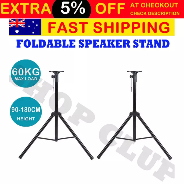 2 X Heavy Duty Aluminium PA Speaker Stands DJ Rehearsal Live DP Stage Adjustable