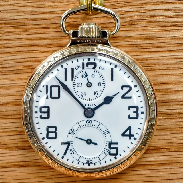 RARE! 1926 ELGIN BW Raymond Pocket Watch Up Down Wind Indicator