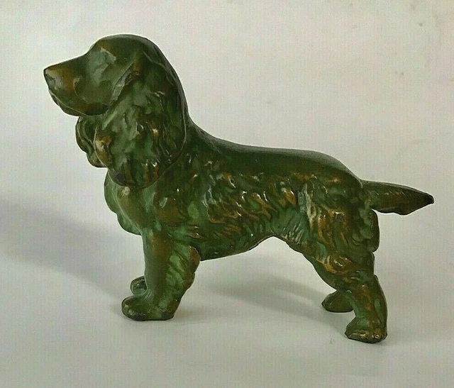Antique Bronze Spaniel Dog Figurine Antique Bronze Spaniel Dog Figurine