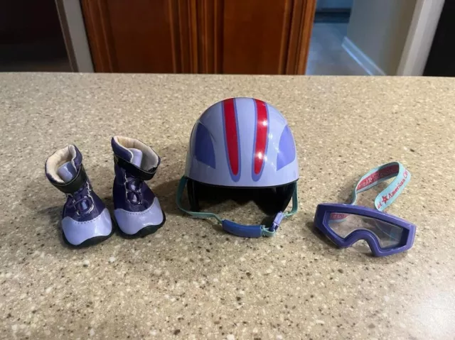 American Girl Doll Snowboard Helmet Goggles Boots 18" Doll Outfit Purple Retired